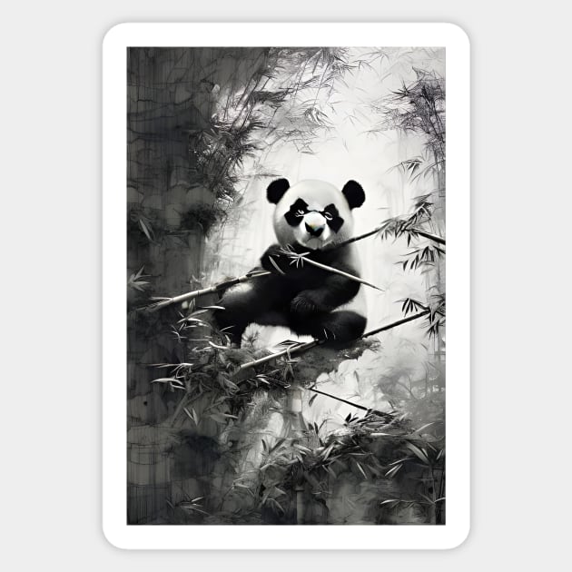 Panda in Bamboo Forest Sticker by htp-store